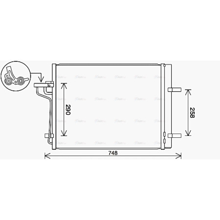 Condensator, climatizare A/C condenser with dryer FORD FOCUS III KUGA II TOURNEO CONNECT V408 NADWOZIE WIELKO TRANSIT CONNECT V408/MINIVAN 1.5-2.5 07.12- AVA COOLING FD5647D AVA