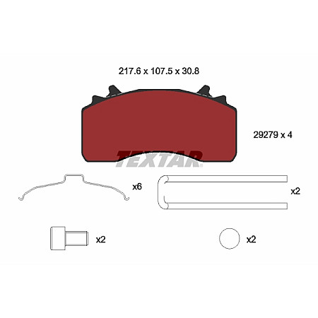 Set placute de frana Fata/Spate WABCO numar WVA: 29279 MAN TGS I TGX I D1556LF07-D3876LF09 10.05- TEXTAR 29279 308 1 4 T3010