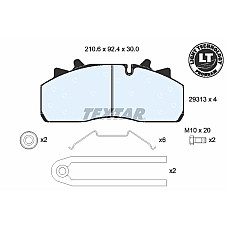 Set placute de frana Spate WABCO numar WVA: 29313 DAF CF LF LF 55 1DB2022-1NA06-MX-11330 01.01- TEXTAR 29313 298 2 4 T3060