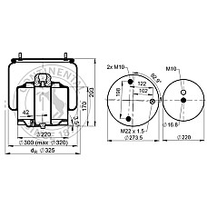 Burduf, suspensie pneumatica Air suspension bellows front R 30mm with metal piston DAF CONTITECH 6751 N P02 R