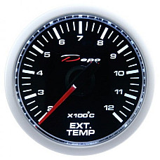 Manometru EGT Indicator temperatura gaze de esapament 52mm culoare disc negru retroiluminare alb sticla transparentGAUGE DEPO CSM EXHAUST TEMP DP ZE 011