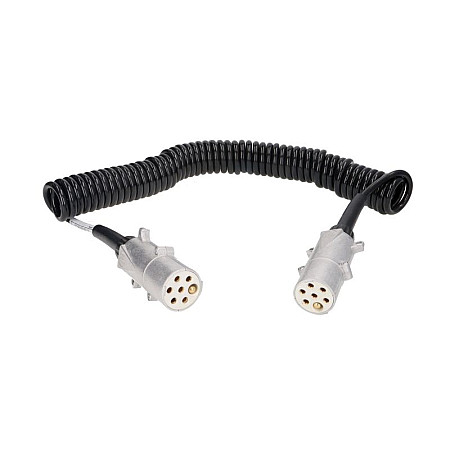 Cablu infasurat Sirma electrica spiralata tpe elastometru termoplastic lungime de lucru 6m lungime maxima 75m cu mufe numar pini: 7 numar cabluri: 1x15+6x1mm tipuri JAEGER 611094EJ