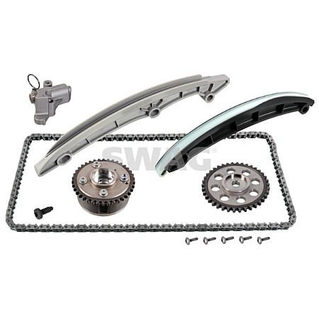 Chit lant de distributie Timing set chain + elements AUDI A1 A3 SEAT ALTEA ALTEA XL LEON TOLEDO III TOLEDO IV SKODA OCTAVIA II RAPID SUPERB II YETI VW CC B7 EOS GOLF PLUS V GOLF V 1.4/1.4ALK 05.07- SWAG SW33109258