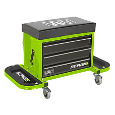 Scaun Castor seat green lifting capacity: 136 kg height: 41cm width: 67cm number of equipped drawers: 3 number of containers for tools: 2 wheels SEALEY SEA SCR18G