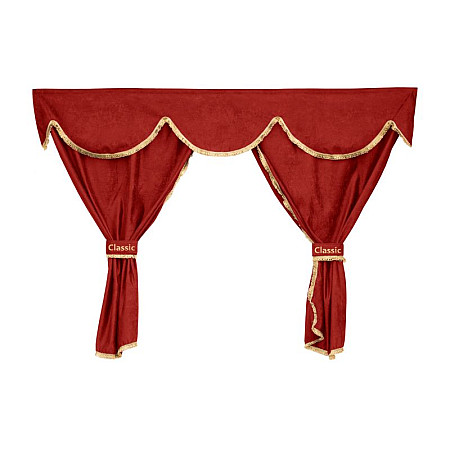 Cortina cabina ofer Perdele cabinei soferului bibelouri fata spate piele intoarsa CLASSIC cantitate in set: 7buc rosu tip cabina: TOPLINE  SCANIA LPGRS PGRT 03.04- F-CORE F-CORE XC04 RED