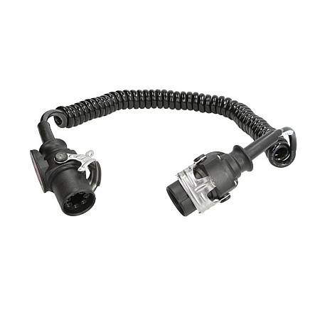 Cablu infasurat Sirma electrica spiralata poliuretan lungime de lucru 3m lungime maxima 45m dopuri numar pini: 7 numar cabluri: 2x4+5x15mm ADR EBS temperatura de lucru pina la 125 * C EURO 6 JAEGER 641327EJ