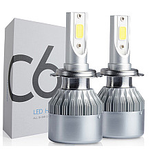 Set 2 becuri LED Auto, model C6, soclu H7, 6000K, 36W, 3500Lm, plug &amp; play