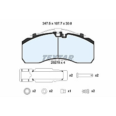 Set placute de frana Fata/Spate KNORR numar WVA: 29278 DAF CF CF 65 CF 75 CF 85 LF 55 XF 105 XF 106 XF 95 IVECO S-WAY MAN LIONS CITY 1DB2022-1NA06-XF355M 01.70- TEXTAR 29278 300 1 4 T7400