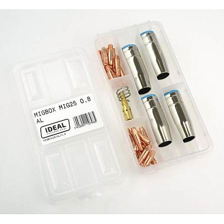 Accesorii si materiale pentru sudare Service parts kit 08mm box intended use: for welding aluminium welding clamp MIG 25 IDEAL MIGBOX25/AL/0.8