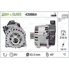 Alternator 14V 210A DS DS 4 DS 5 DS 7 CITROEN C4 GRAND PICASSO II C4 II C4 PICASSO II C4 SPACETOURER C5 AIRCROSS C5 III DS4 DS5 GRAND C4 SPACETOURER JUMPY 2.0D 06.09- VALEO VAL439864