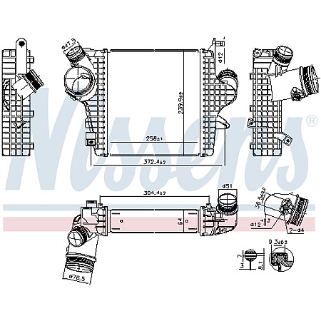 Admisie racitor de aer Supply air cooler AUDI Q7 Q8 VW TOUAREG 3.0/3.0H 02.18- NISSENS NIS 961304