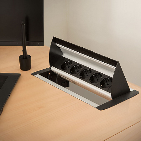 Bloc multipriz incorporabil, rabatabil, 5 prize