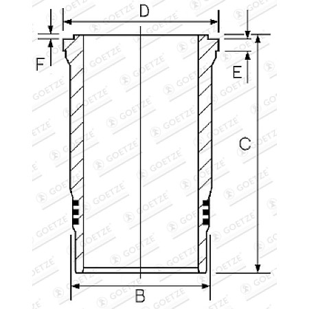 Camasa piston inner diameter: 120mm length: 260mm flange diameter: 150mm with o-rings MAN HOCL LIONS CITY LIONS COACH ND NG NL SL II SU TGA TGS I D2066LF01-D2066LUH52 10.98- GOETZE 15-450630-00