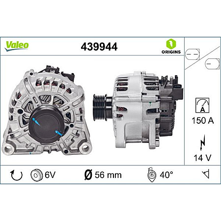 Alternator 14V 150A FORD C-MAX II FOCUS III FOCUS IV GRAND C-MAX KUGA II 2.0D 03.13- VALEO VAL439944