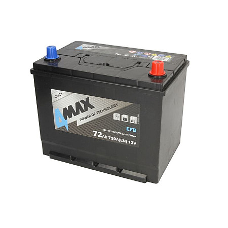 Acumulator Pornire Battery 4MAX 12V 72Ah/750A START&amp;STOP EFB R+ standard 261x175x227 B01 - fitting flange 10.5 mm efb/starting 4MAX BAT72/750R/EFB/JAP/4MAX