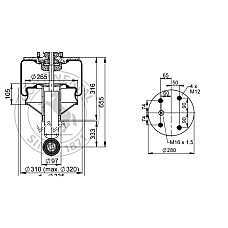 Burduf, suspensie pneumatica Air suspension bellows with a shock absorber IRISBUS IVECO CONTITECH 661NP25