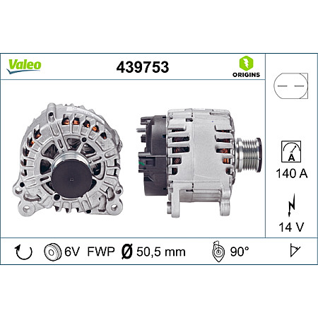 Alternator 14V 140A VW AMAROK CRAFTER 30-35 CRAFTER 30-50 MULTIVAN V MULTIVAN VI TRANSPORTER / CARAVELLE VI TRANSPORTER V TRANSPORTER VI 2.0D 09.09- VALEO VAL439753