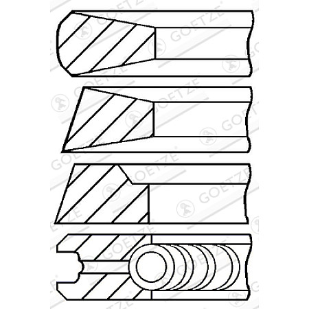 Set segmenti piston Inele de 102mm STD 25 3 3 5 ABG SAW SF AG CHEM GLEANER AGCO 9000 ATLAS 1000 AB / AB 02 CASE IH 100 S SC DEUTZ FAHR 120 ACTOR AGROPRIMA BF4L913-F8L413 GOETZE 08-178400-10