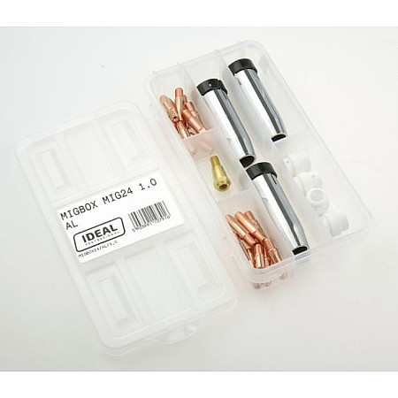 Accesorii si materiale pentru sudare Service parts kit 1mm box intended use: for welding aluminium welding clamp MIG 24 IDEAL MIGBOX24/AL/1.0