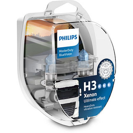 Bec, far faza lunga Light bulb Set 2pcs H3 24V 70W PK22S Master Duty Blue Vision PHILIPS PHI 13336MDBVS2