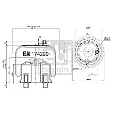 Burduf, suspensie pneumatica Supa de suspensie pneumatica spate R 350mm baza de otel MERCEDES ATEGO MERCEDES ATEGO ATEGO 2 ATEGO 3 01.98- FEBI BILSTEIN 174299