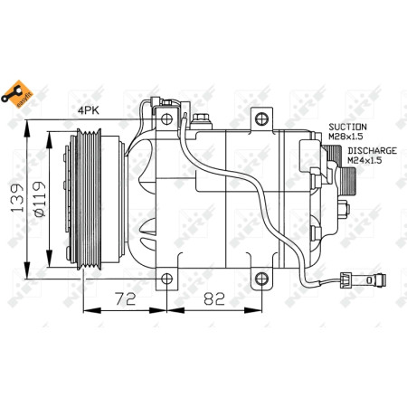 Compresor, climatizare Air-conditioning compressor AUDI A4 B5 A6 C5 CABRIOLET B3 VW PASSAT B5 PASSAT B5.5 1.6-1.9DH 11.94-05.05 NRF NRF 32030