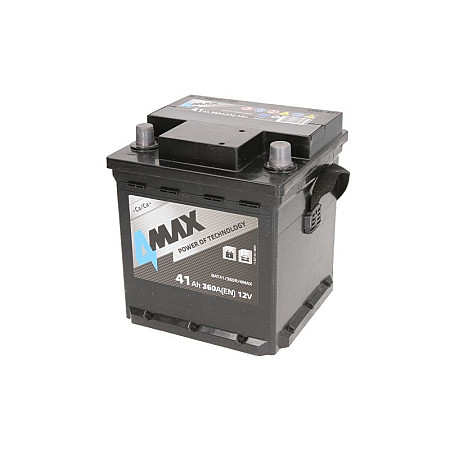 Acumulator Pornire Acumulator 4MAX 12V 41Ah/360A R+ borna standard 175x175x190 B13 - flansa de montare 10.5 mm pornire 4MAX BAT41/360R/4MAX