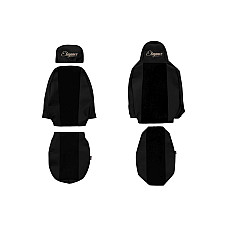 Husa scaun Seat covers neagra material eco-leather plain adjustable passenger's headrest folding passengers seat integrated driver's headrest narrow driver's headrest  SCANIA LPGRS 09.16- F-CORE F-CORE UX29 BLACK