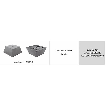 Tampon cric hidraulic Rubber pad {Rubber pad} type: square for lift Manufacturer: AUTOP / BECKER / universal BOECK 165030