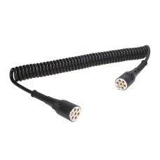 Cablu infasurat Sirma electrica spiralata poliuretan lungime de lucru 45m lungime maxima 52m cu dopuri feminine numar pini: 7 numar cabluri: 1x1+6x075mm dopuri acoperite tipuri TRUCKLIGHT EC-S07-PLA-4.5M