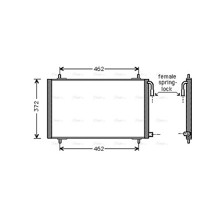 Condensator, climatizare A/C condenser PEUGEOT 206 206+ 1.1-2.0D 08.98- AVA COOLING PE5191 AVA