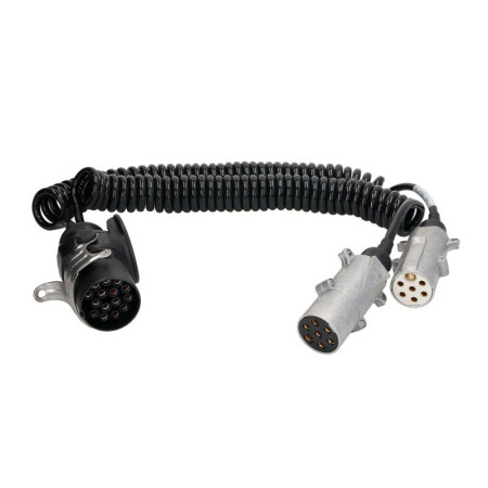 Cablu infasurat Sirma electrica spiralata poliuretan lungime de lucru 4m lungime maxima 45m numar pini: 7/15 13 pini activi in conector 15 Adaptor 15-N / S CAN-H CAN-L JAEGER 711122EJ