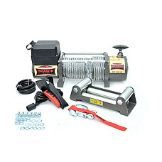 Troliu pentru trasuri si vehicule speciale Winch for carriages and special vehicles Truck towed weight 6350kg/14000lb 78HP voltage 12V transmission 3-step planetary reduction 265:1 rope type steel 20m brake type dynamic DRAGON WINCH DWT14000HD