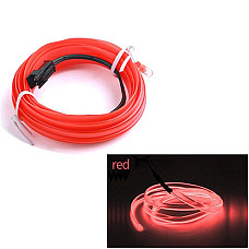 Fir Neon Auto "EL Wire" culoare Rosie, lungime 1M, alimentare 12V, droser inclus