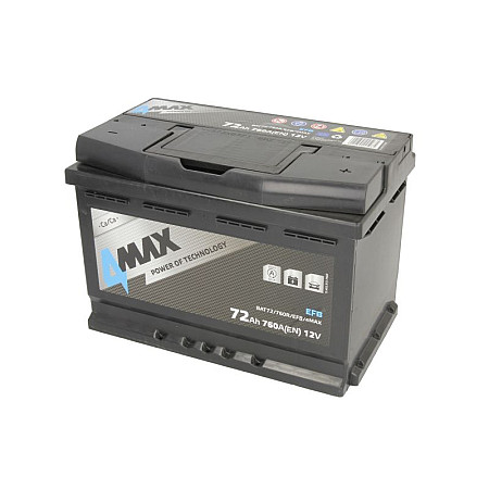 Acumulator Pornire Battery 4MAX 12V 72Ah/760A START&amp;STOP EFB R+ standard 278x175x190 B13 efb/starting 4MAX BAT72/760R/EFB/4MAX