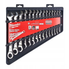 Chei Set of wrenches combination / ratchet bent joint with a ratchet 12-angle / Hexagonal metric size: 10 11 12 13 14 15 16 17 18 19 20 21 22 8 9 mm finish: mirror MILWAUKEE 4932478558