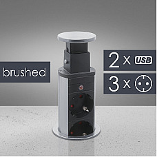 Distribuitor 3 prize camuflat n mobilier, USB- metalizat-satinat