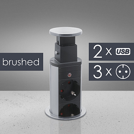 Distribuitor 3 prize camuflat n mobilier, USB- metalizat-satinat