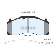 Set placute de frana Fata/Spate MERITOR numar WVA: 29277 VOLVO 9700 9900 B12 B9 FH12 FH16 FL FM12 FM9 D12C340-TD123EC 01.91- TEXTAR 29277 292 1 4 T7400