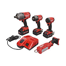 Set scula electrica Power tools kit 4 pcs SET:10 pcs battery-powered: Air impact wrench Drill-screwdriver Workshop lamp battery included: charger included: number of batteries: 3 pcs MILWAUKEE 4933492528