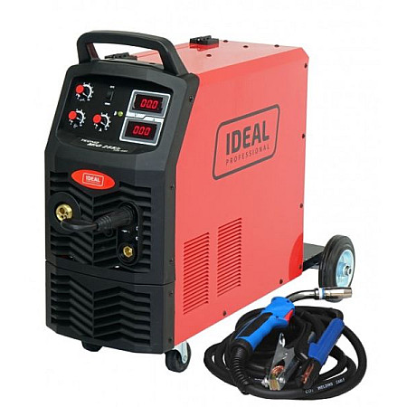 Sudor semi-automat MIG / MAG Semi-automatic welder MIG/MAG minimum welding power: 30A maximum welding power: 250A rated power: 6kW power supply: 230/400V welding Processes: FLUX / MIG-MAG / MMA IDEAL TMIG255/2