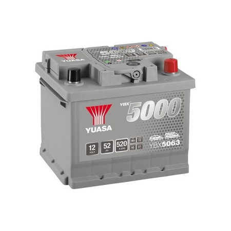 Acumulator Pornire Battery YUASA 12V 52Ah/520A YBX5000 Silver High Performance SMF R+ standard 207x175x175 B13 starting YUASA YBX5063