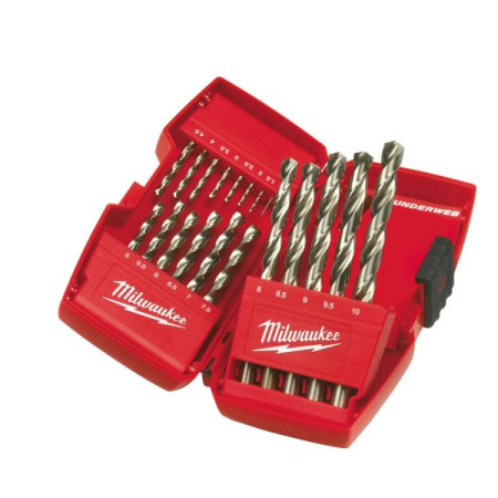 Burghiu Drill bit kit HSS-G 19 pcs drill bit diameter: 1 15 2 25 3 35 4 5 55 6 65 7 75 8 85 9 95 10mm intended use material: Non-ferrous metals / steel MILWAUKEE 4932352374
