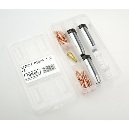 Accesorii si materiale pentru sudare Service parts kit 1mm box intended use: for welding steel welding clamp MIG 24 IDEAL MIGBOX24/FE/1.0