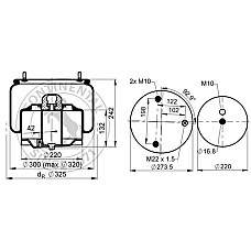 Burduf, suspensie pneumatica Air suspension bellows front R 30mm with metal piston DAF CONTITECH 6753 N P02 R