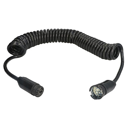 Cablu infasurat Sirma electrica spiralata poliuretan lungime de lucru 45m lungime maxima 52m dopuri numar pini: 17 numar cabluri: 1x15+3x25+7x1mm ASPOCK A65-1022-027