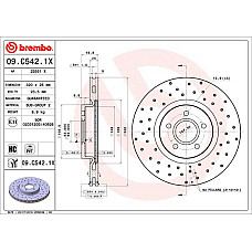 Disc frana Brake disc BREMBO Xtra 1pcs Drilled front  L/R outer diameter 320 mm thickness 25 mm FORD FOCUS II FOCUS III KUGA II TOURNEO CONNECT V408 NADWOZIE WIELKO 1.0-2.5 10.05- BREMBO 09.C542.1X