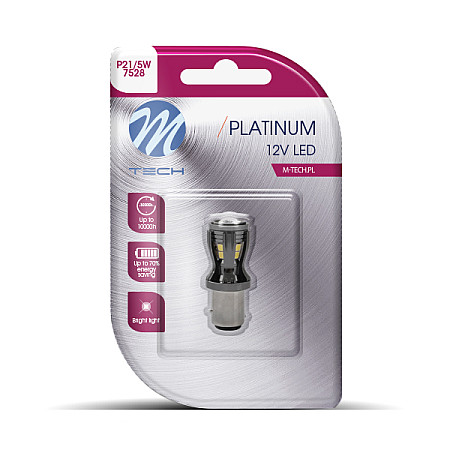 Bec incandescent LED light bulb blister pack 1pcs P21/5W 12V 33W no road approval BAY15D for vehicles without CAN-Bus white M-TECH LB821W-01B