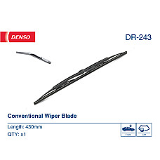 Lamela stergator Wiper blade swivel rear 1pcs 430mm DAIHATSU FEROZA HONDA ACCORD I ACCORD II JAZZ I MITSUBISHI GALANT V SUZUKI ALTO II ALTO III CARRY SWIFT I TOYOTA 4 RUNNER I 4 RUNNER II 02.72- DENSO DR-243