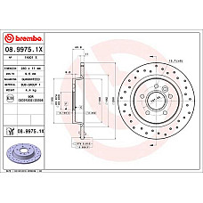 Disc frana Brake disc BREMBO Xtra 1pcs Drilled rear  L/R outer diameter 280 mm thickness 11 mm VOLVO C30 C70 II S40 II V40 V50 FORD C-MAX FOCUS C-MAX 1.4-Electric 10.03-08.19 BREMBO 08.9975.1X